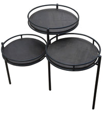 Load image into Gallery viewer, 23" Solid Wood And Iron Round End Table - Black
