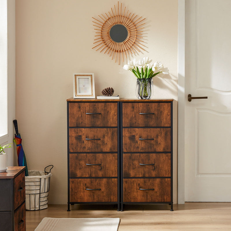 Fabric Metal And Wood Four Drawer Dresser - Black / Brown