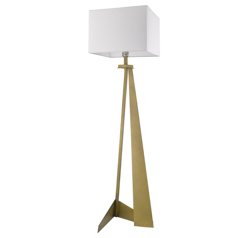 Traditional Shaped Floor Lamp With White Novelty Shade - Brass