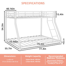 Load image into Gallery viewer, Twin Over Full Bunk Bed - White
