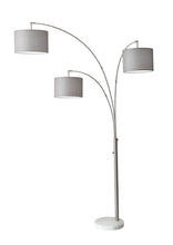 Load image into Gallery viewer, Three Light Adjustable LED Tree Floor Lamp With Gray Drum Shade - White
