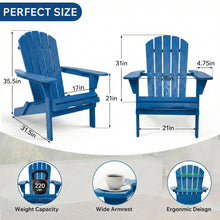 Load image into Gallery viewer, Outdoor Folding Adirondack Chair With Pre-Assembled BackRest &amp; SeatBoard Patio - Navy Blue
