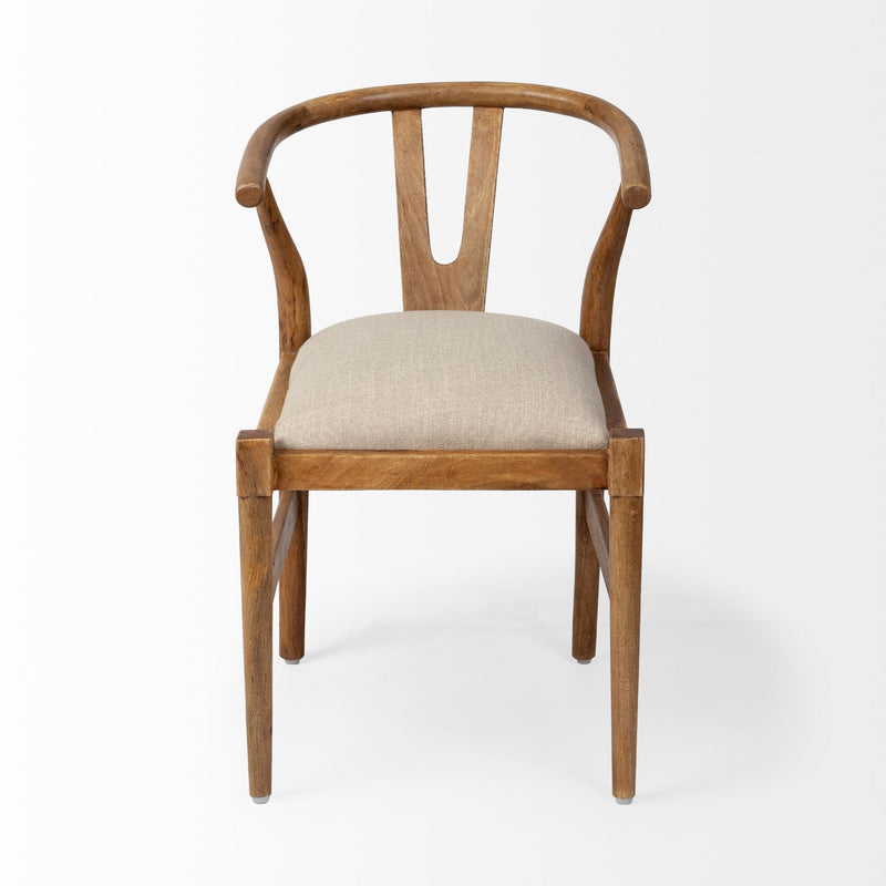 Upholstered Fabric Wishbone Back - Beige