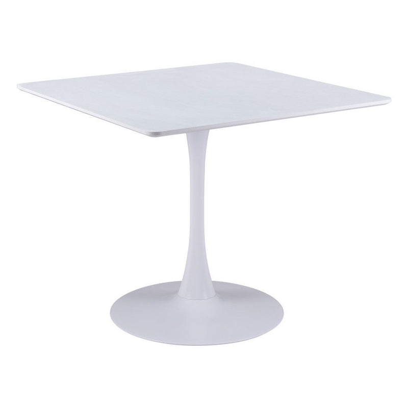 36" Wood And Steel Pedestal Base Square Dining Table - White