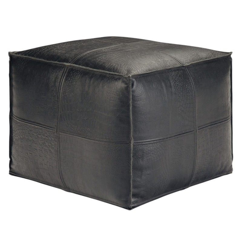 Pouf Ottoman Leather - Black