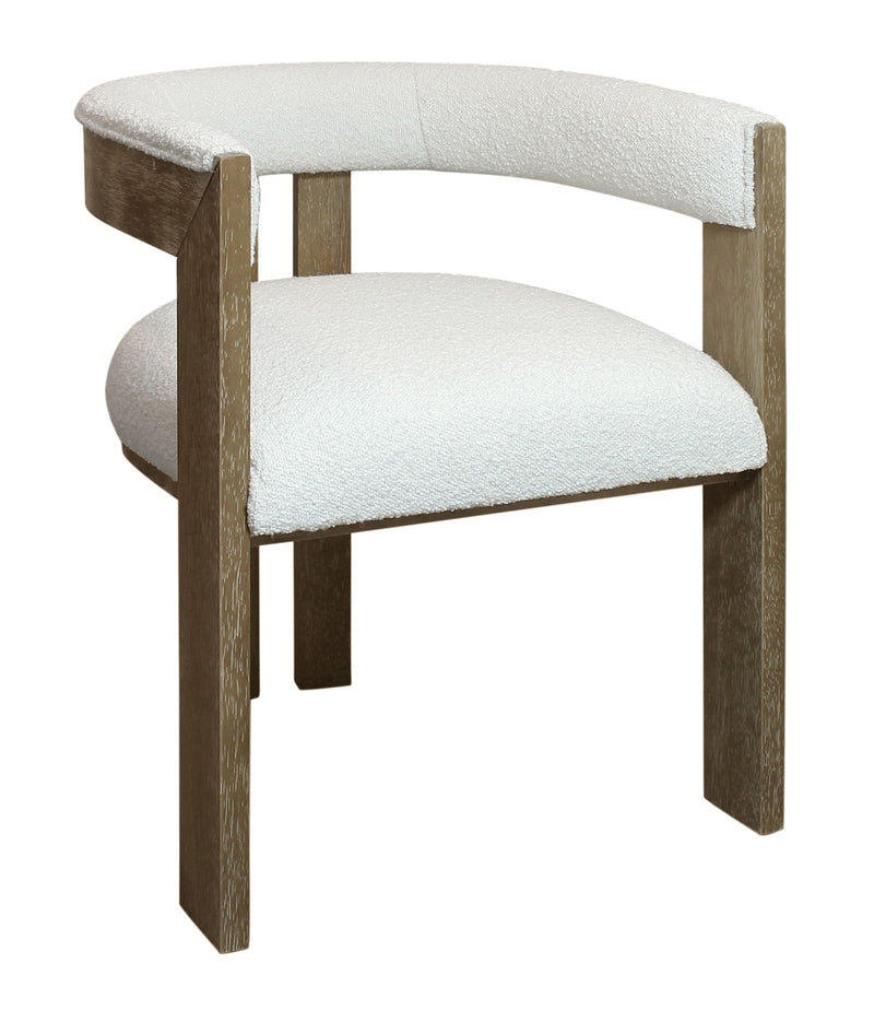 Upholstered Boucle Open Back Dining Arm Chair - Ivory
