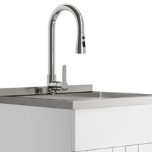 Load image into Gallery viewer, Shaker - Modern Wide, Laundry Cabinet With Faucet And Stainless Steel Sink
