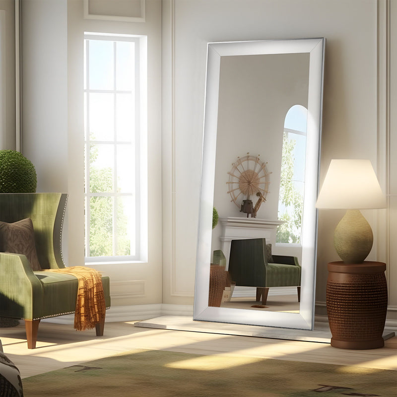70" Freestanding Framed Accent Mirror - Silver