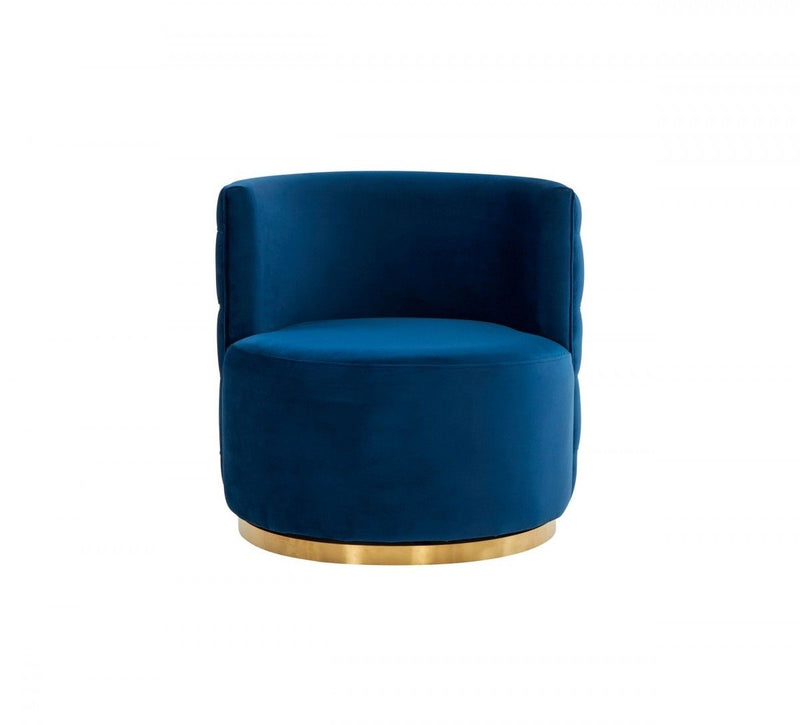 Stylish Velvet And Steel Chair - Blue And Gold