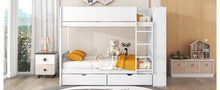 Load image into Gallery viewer, Full over Full Bunk Bed With 2 Drawers and Multi-layer Cabinet, White
