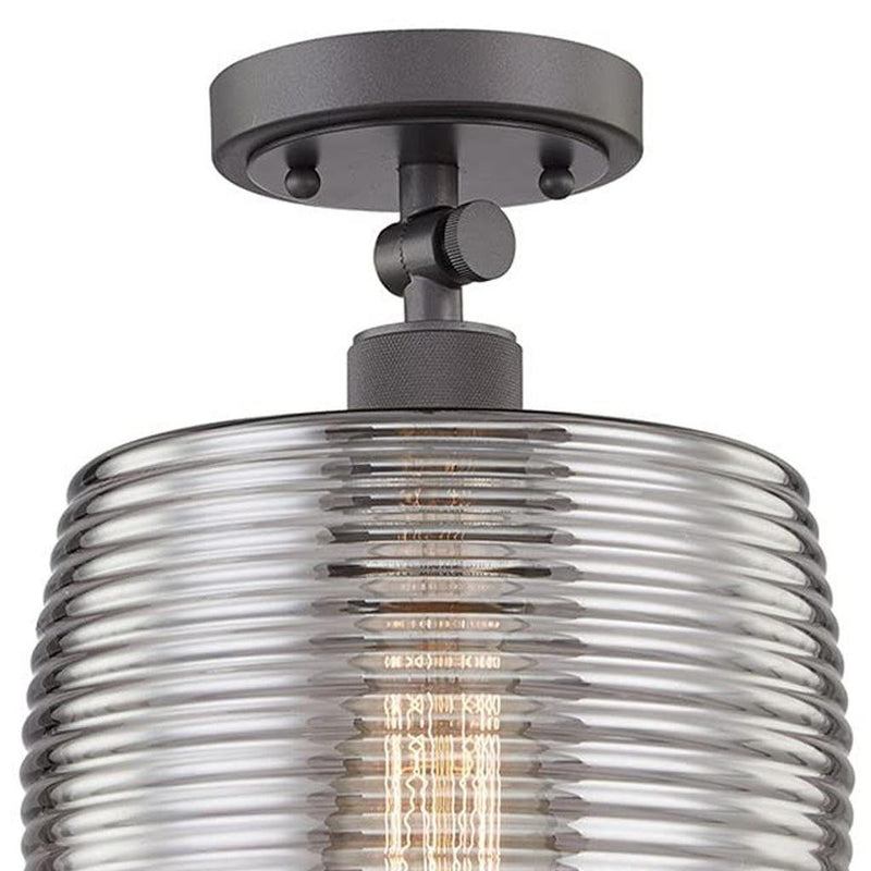 Shaded Metal Dimmable Flush Chandelier With Shades - Black