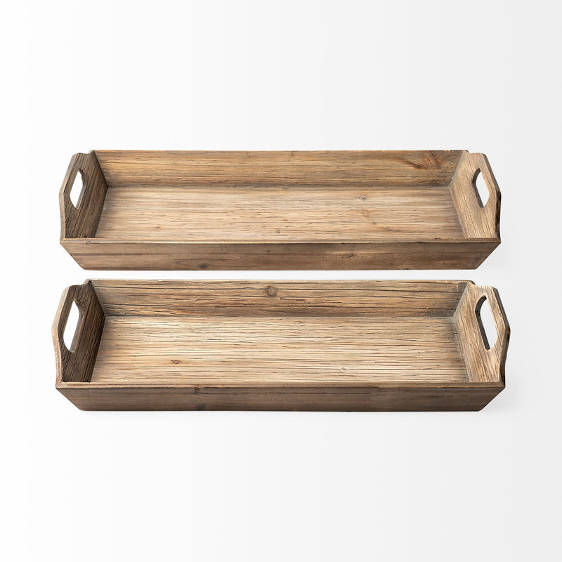 Wood With Grains And Knots Highlight Trays (Set of 2) - Natural / Brown