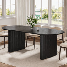 Load image into Gallery viewer, 79" Solid Wood Mirrored Oval Dining Table - Black
