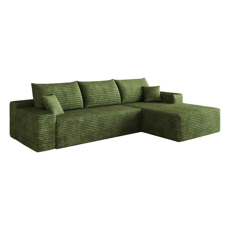 Corduroy Modular L Shaped Sofa And Chaise Sectional (762630) - Green