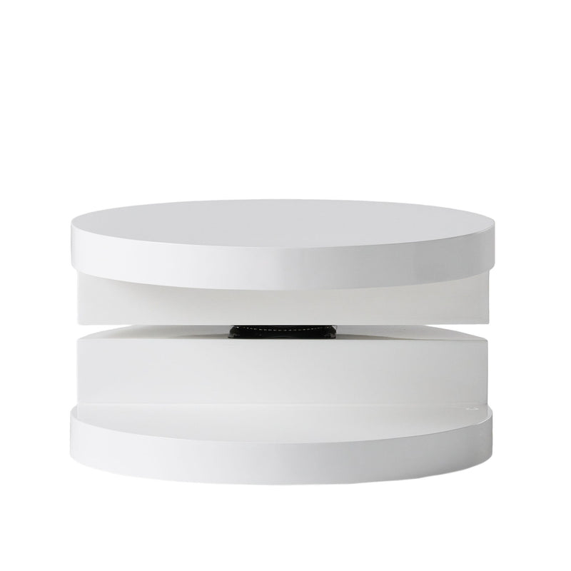 Wood Round Pedestal Coffee Table - White