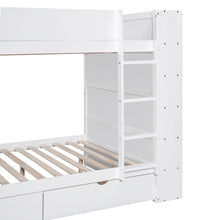 Load image into Gallery viewer, Full over Full Bunk Bed With 2 Drawers and Multi-layer Cabinet, White
