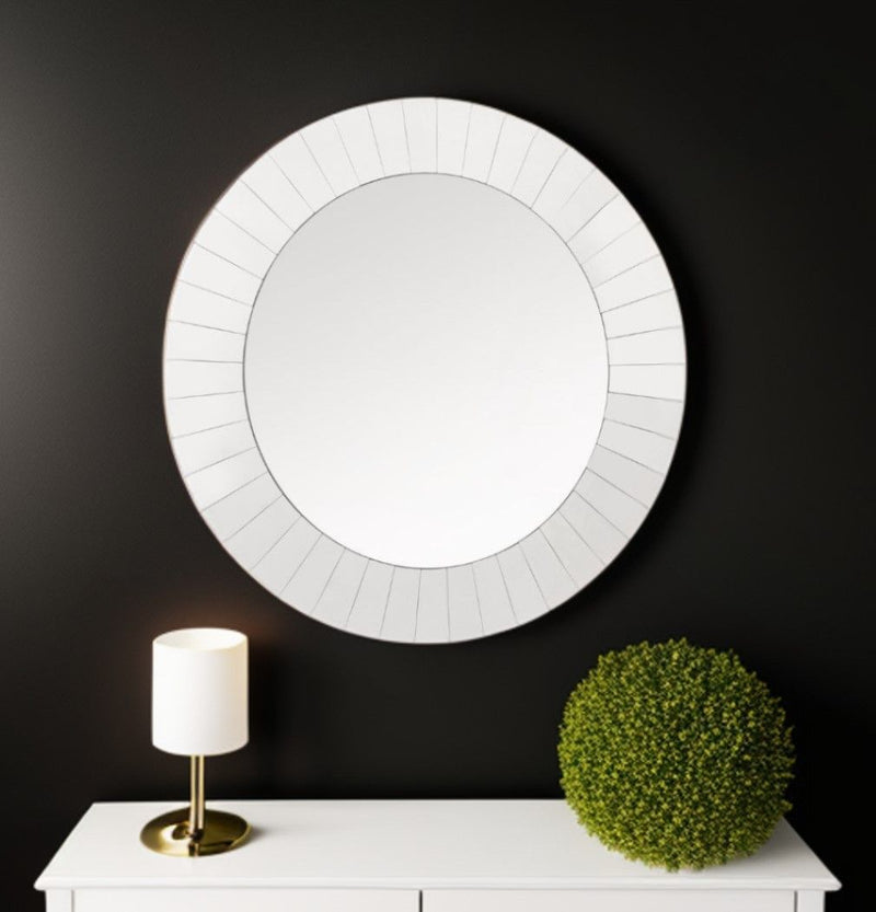35" Round Glass Framed Accent Mirror - Clear