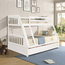 Load image into Gallery viewer, TOPMAX Solid Wood Twin Over Full Bunk Bed with Two Storage Drawers, White
