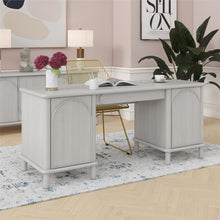 Load image into Gallery viewer, Selena - Double Pedestal Desk - Rustic White
