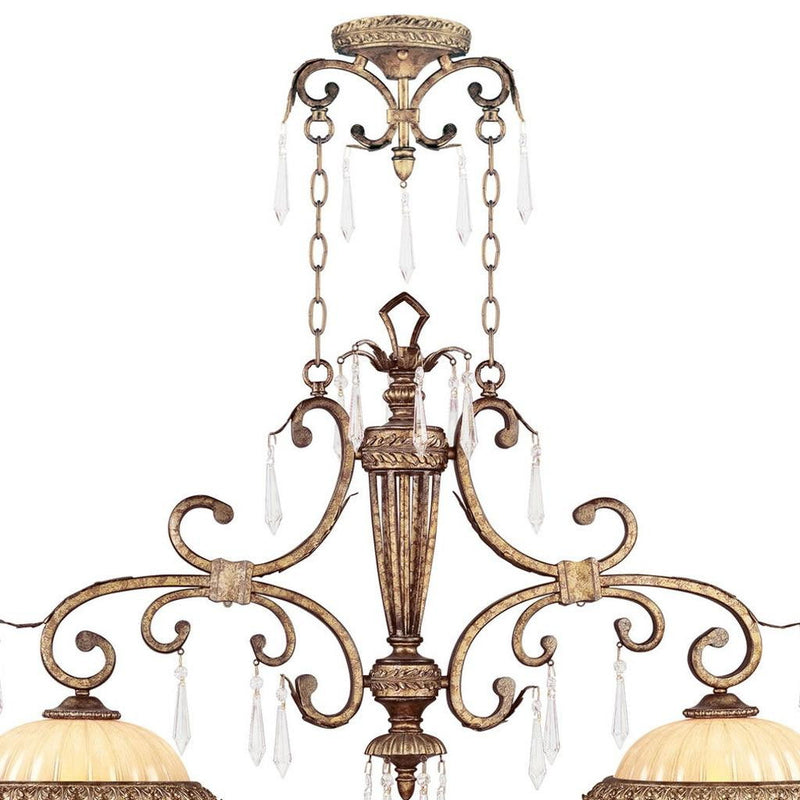 Two Light Metal Dimmable Chandelier With Shades - Gold