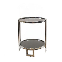 Load image into Gallery viewer, Glass Round Mirrored End Table With Shelf - Silver
