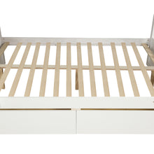 Load image into Gallery viewer, TOPMAX Solid Wood Twin Over Full Bunk Bed with Two Storage Drawers, White
