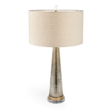 Load image into Gallery viewer, 32" Metallic Glass LED Table Lamp With Drum Shade - Beige / Silver / Gold
