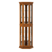 Load image into Gallery viewer, Corner Curio Cabinet With Lights, Adjustable Tempered Glass Shelves, Mirrored Back, Display Cabinet (E26 Light Bulb Not Included)
