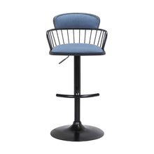 Load image into Gallery viewer, Fabric With Metal Swivel Low Back Adjustable Height Bar Chair - Blue And Black
