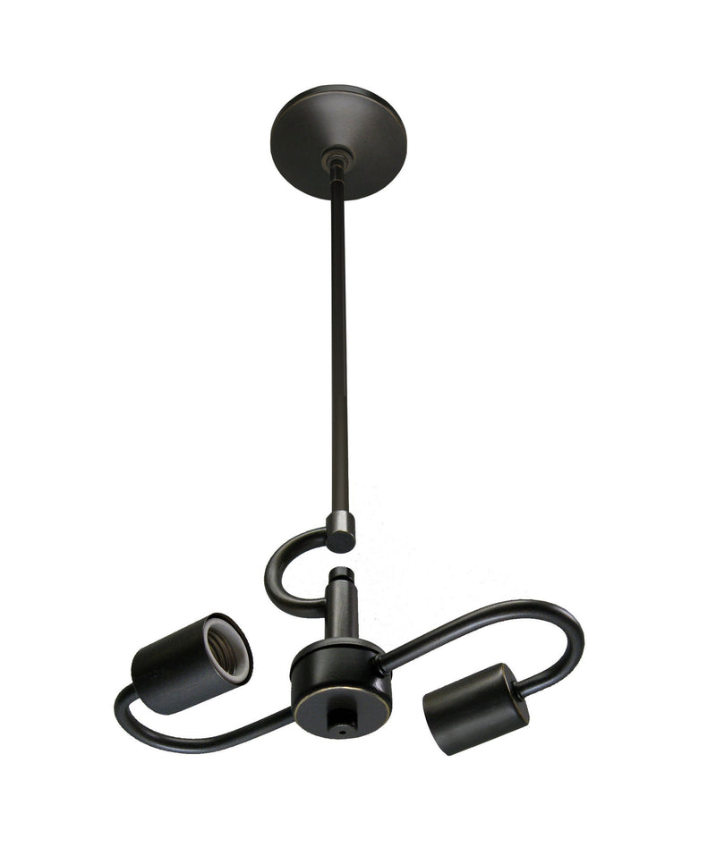 Bulb Two Light Metal Chandelier - Bronze