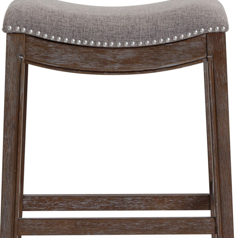 Wood Fabric And Solid Wood Backless Counter Height Bar Chair - Taupe / Brown