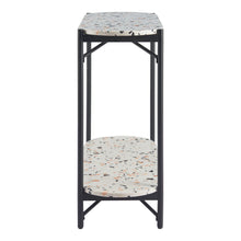 Load image into Gallery viewer, Faux Terrazzo Oval Console Table With Shelf - White / Black
