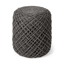 Load image into Gallery viewer, Wool Cylindrical Pouf With Diamond Pattern - Dark Gray
