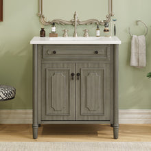 Load image into Gallery viewer, Vintage Bathroom Vanity With Sink, Rustic Cabinet With Soft Close Doors

