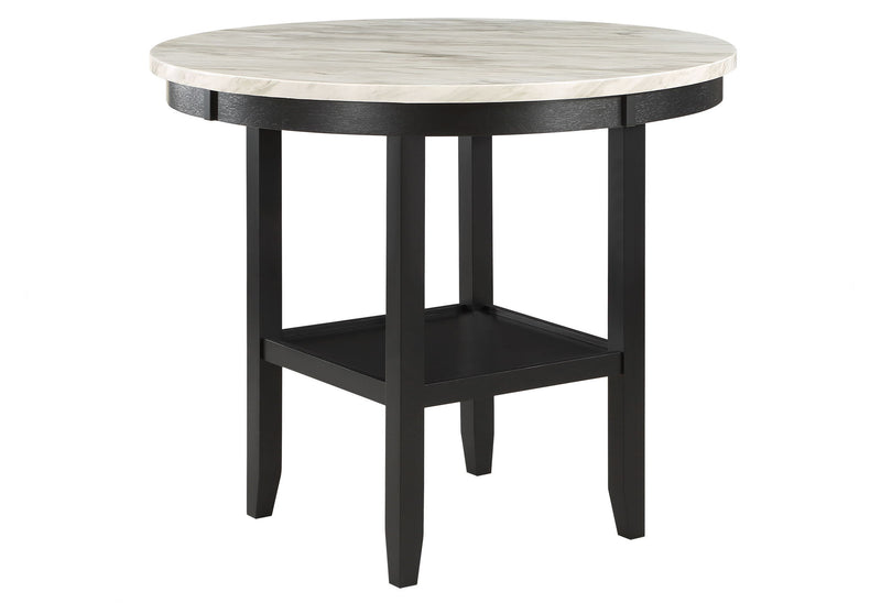 Wood Faux Marble Round Counter Height Bar Table - White / Black