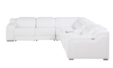 Load image into Gallery viewer, Italian Leather Power Reclining L Shaped Six Piece Corner Sectional With Console - White
