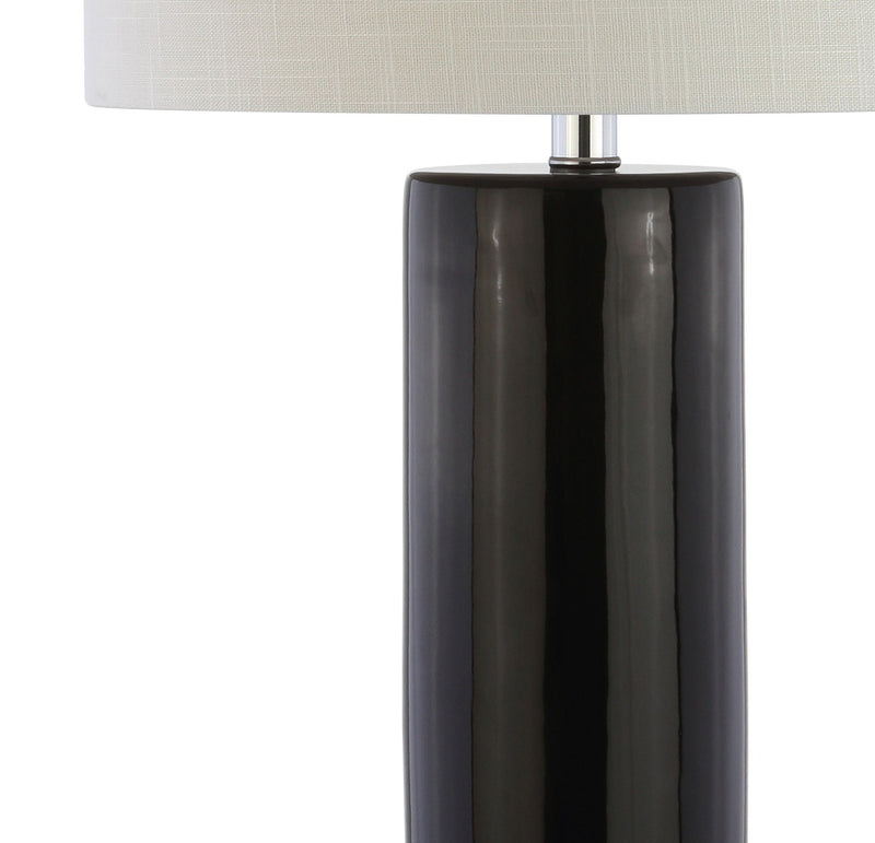 Table Lamp With Drum Shade - Silver / Black
