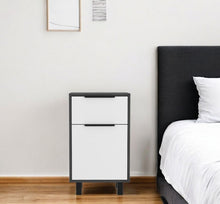Load image into Gallery viewer, Stylish And Contemporary Bedroom Nightstand - Smokey Oak And White
