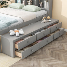 Load image into Gallery viewer, Bed With Bookcase Headboard, Under Bed Storage Drawers And Bed End Storage Case
