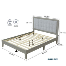 Load image into Gallery viewer, Mid Century Modern Platform Bed With Upholstered Headboard
