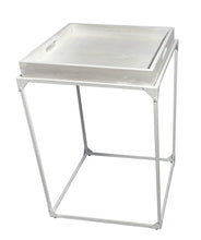 Load image into Gallery viewer, 29" Solid Wood And Iron Square Tray Style End Table - White
