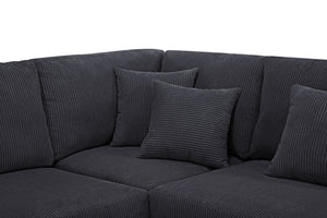 Oversized  Length117.2''*Width 117.2'' Modular Sectional Sofa Couches Set ,Corduroy Upholstered Deep Seat Comfy Sofa For Living Room,Dark Gray