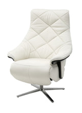 Load image into Gallery viewer, Tufted Genuine Leather Power Swivel Recliner - White
