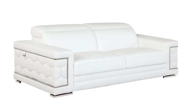 Silver Legs Sofa Italian Leather - White