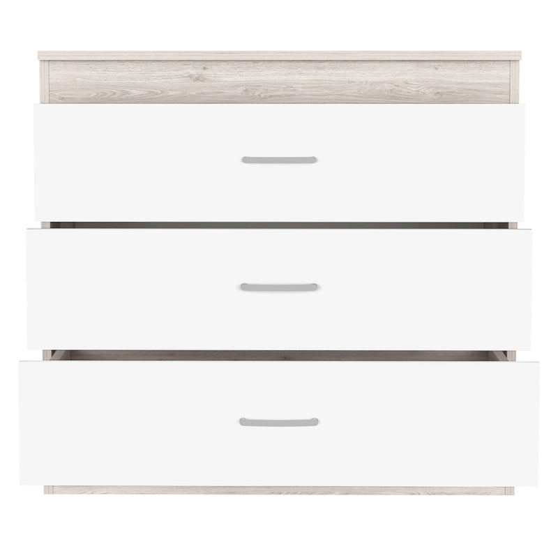 32" Three Drawer Dresser - White And Gray