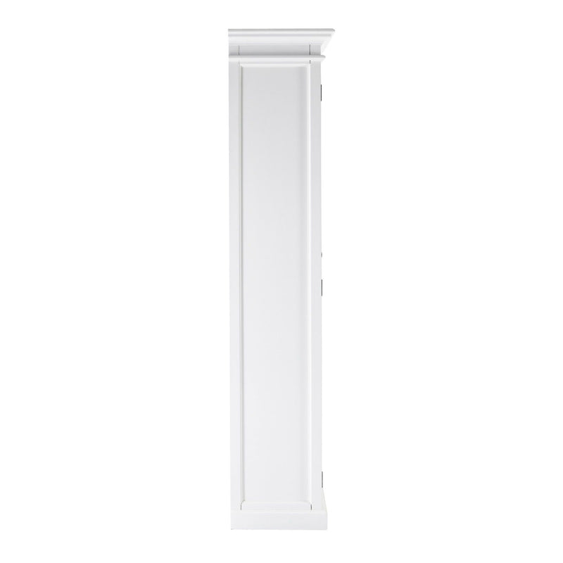 Wood And Glass Double Door Storage Cabinet - White