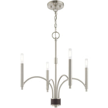 Load image into Gallery viewer, 22" Four Light Metal Dimmable Chandelier With Shades - Nickel
