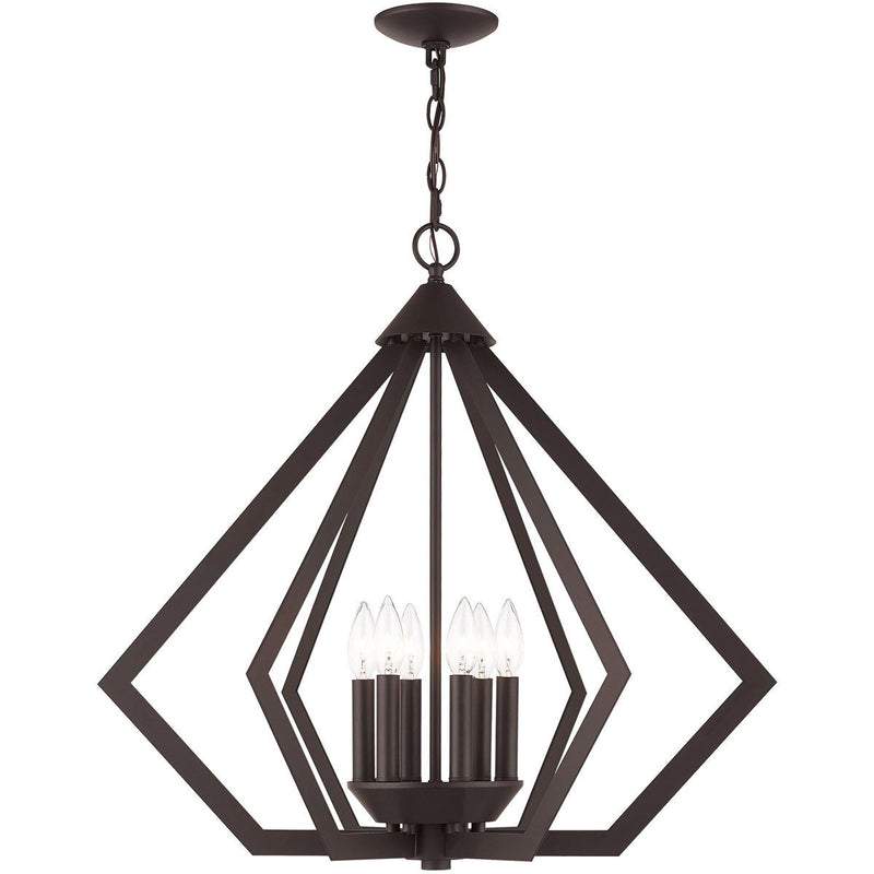 25" Six-Light Dimmable Chandelier With Shades - Bronze