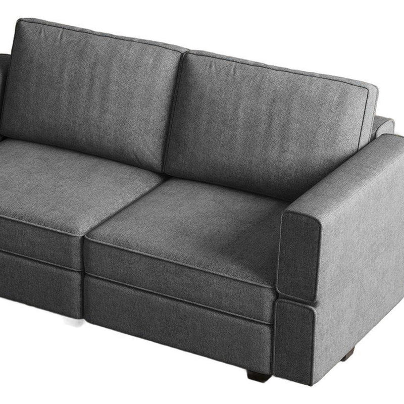 And Black Chenille Modular Loveseat With Storage - Light Gray