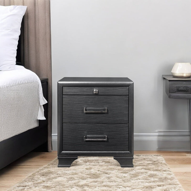 Two Drawers Manufactured Wood Nightstand - Gray